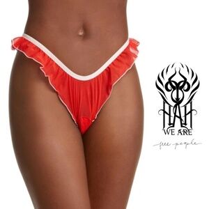We Are Hah NWT Free People Fly Girl Mesh Tanga In Blood Orange - Size L